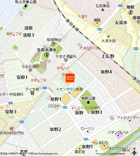 サンデー弘前安原店付近の地図